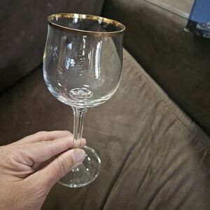 Czech Bohemian Crystal Gold Rimmed Wine Glass from Prague late 1900s😆